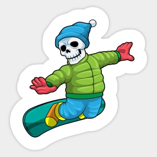 Skeleton as Snowboarder with Snowboard Sticker